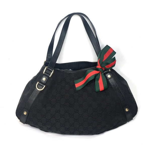 Authentic Gucci Abbey black monogram canvas shoulder bag - Picture 2 of 16
